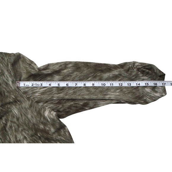 EASYWEAR BY CHICO'S Women Long Sleeve Blouse Sheer Green Foresty V Neck Sz 2 Top - Picture 8 of 8